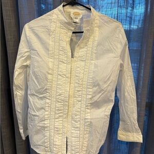 Tuxedo tucks white petite M button down blouse ladies shirt women’s top classic